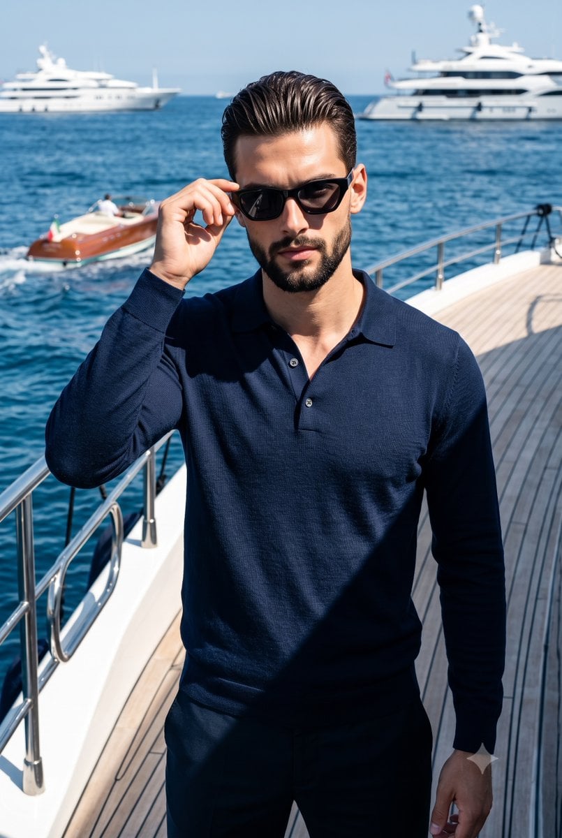 Luxury Yacht Male Model Portrait — AI image template example