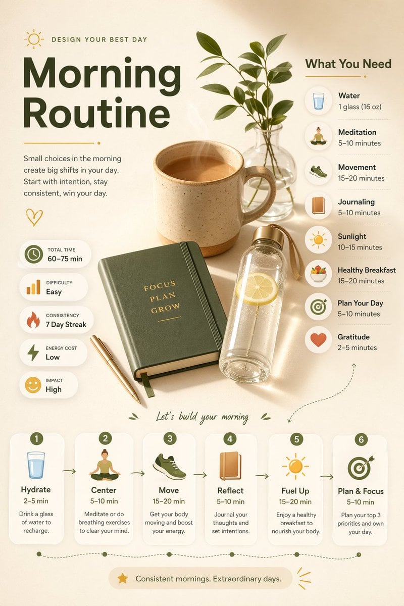 Ultra-clean modern editorial infographic on the topic of routine