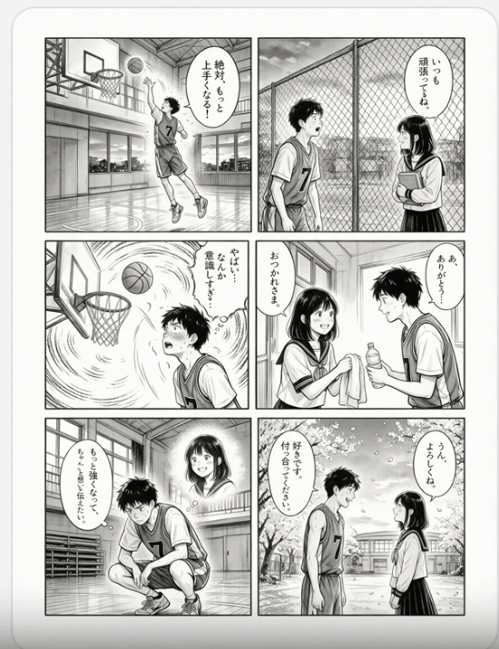Six-Panel Basketball Romance Manga