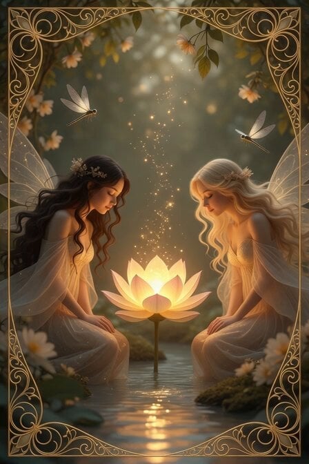 Peaceful Fairy Women and Lotus Animation