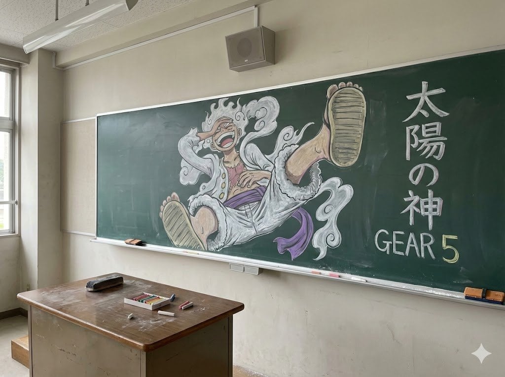 Japanese Classroom Gear 5 Chalk Art