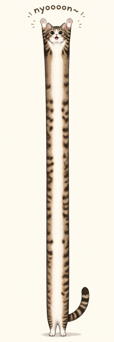 Long Stretching Tabby Cat
