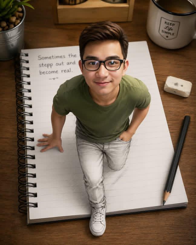 3D Sketch Illusion Girl Portrait — AI image template example