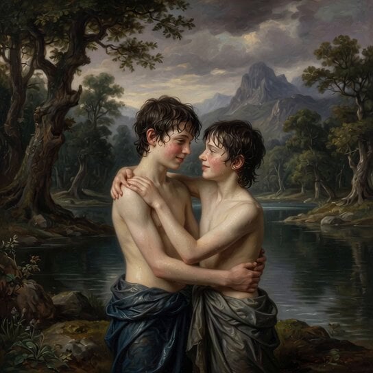 Rococo Painting of Teen Boys