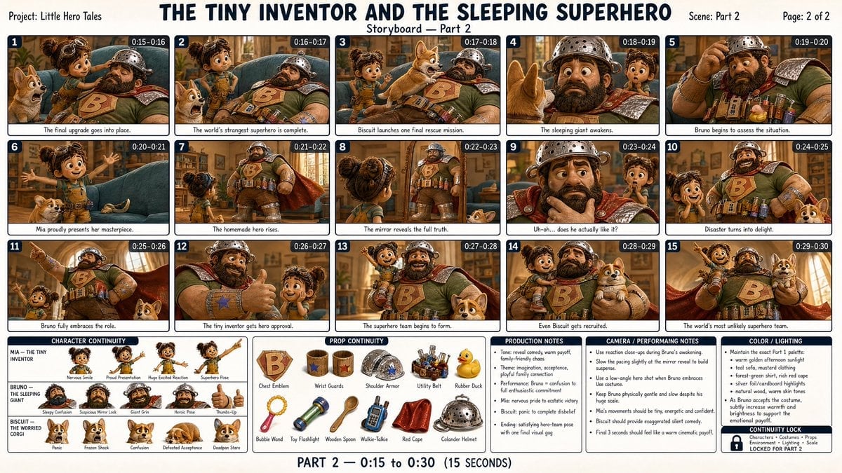 Storyboard Image Sheet for Animated Films