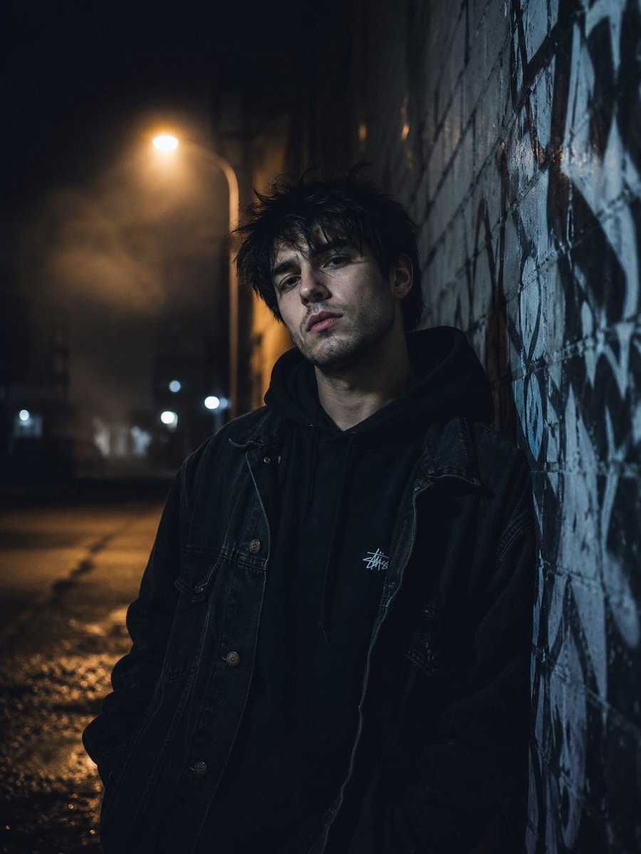 Urban Alley Cinematic Portrait — AI image template example