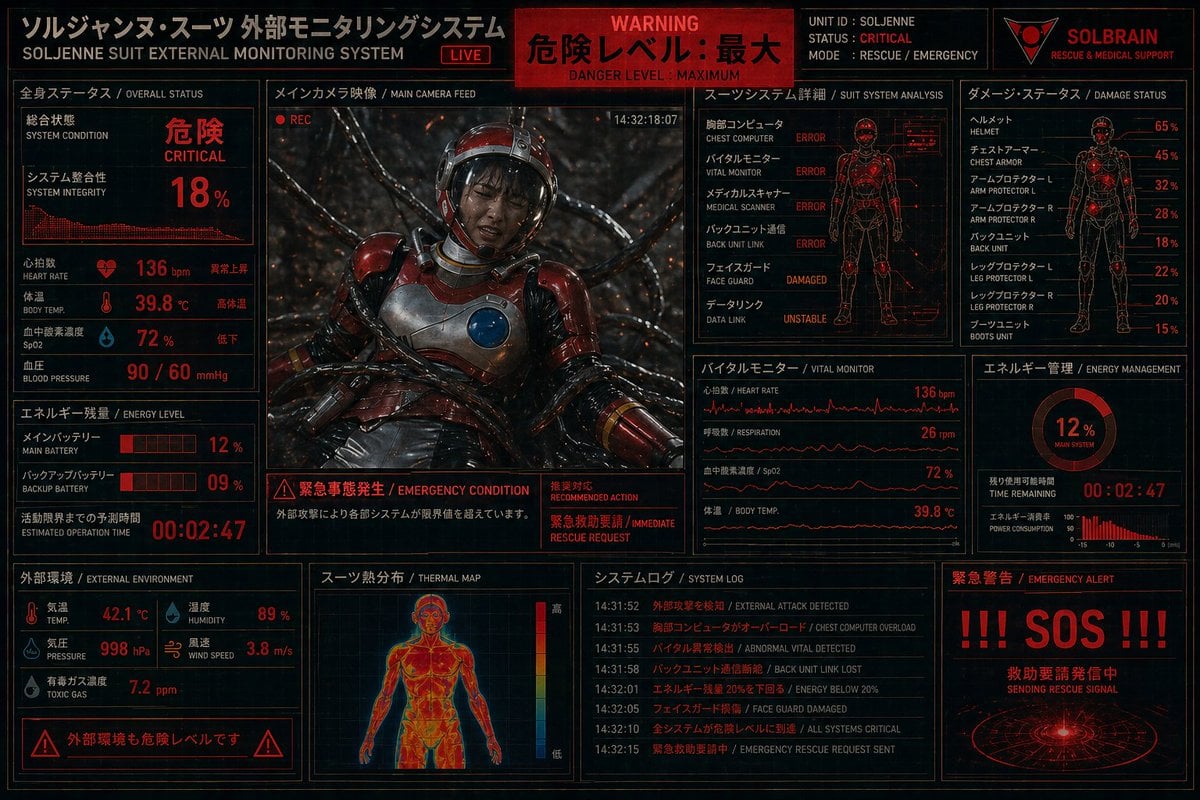 Critical Rescue Suit Monitoring HUD
