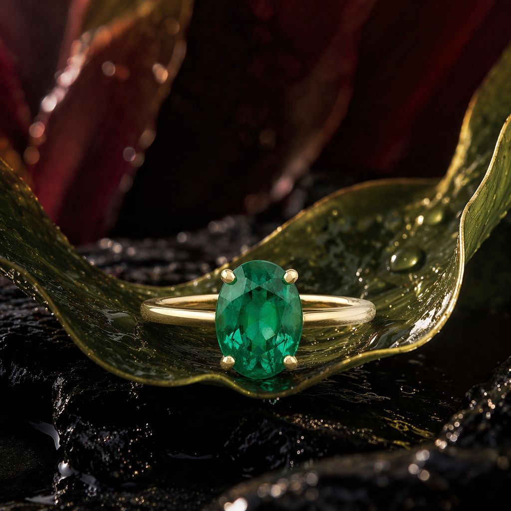 Emerald Ring Botanical Luxury Macro — AI image template example