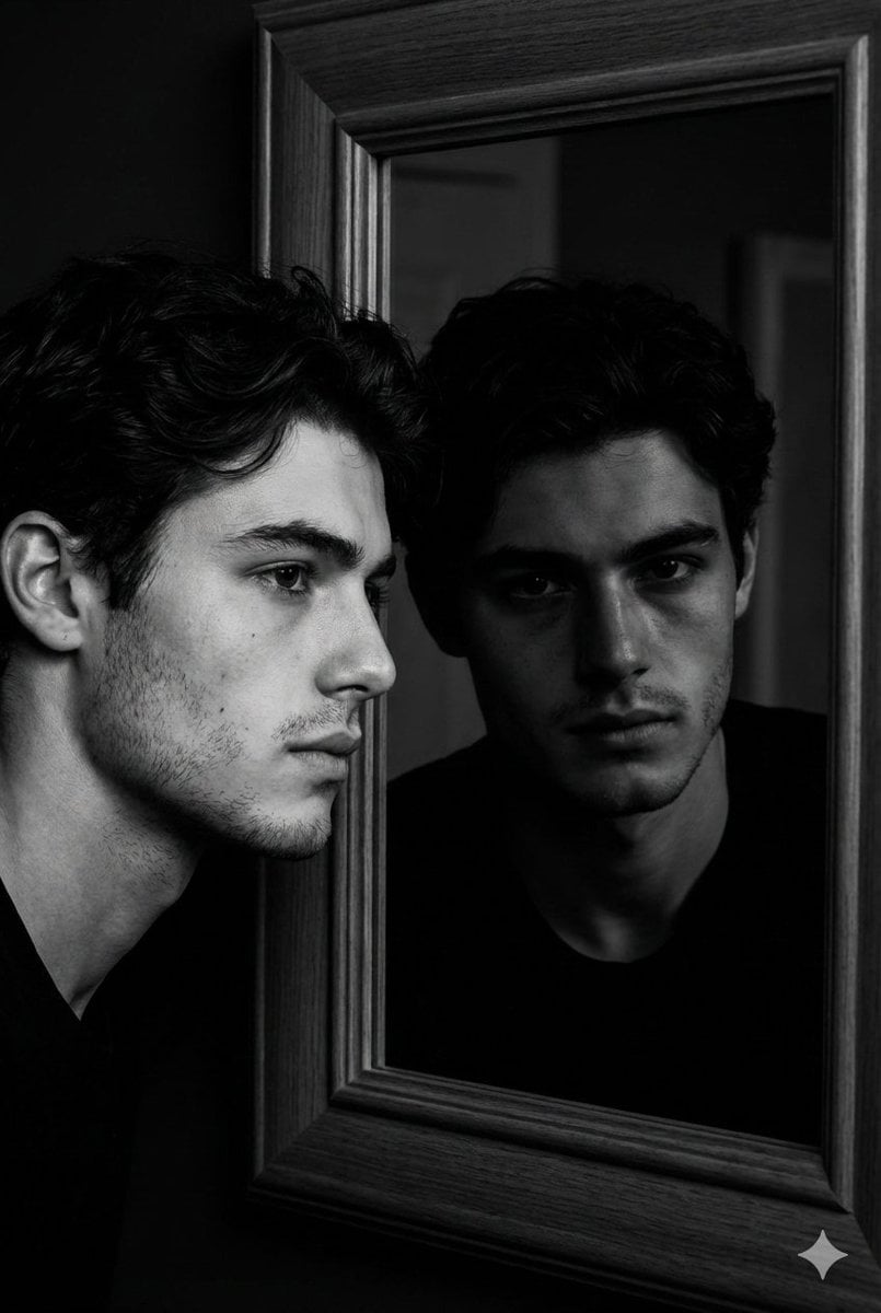 Noir Mirror Reflection Portrait
