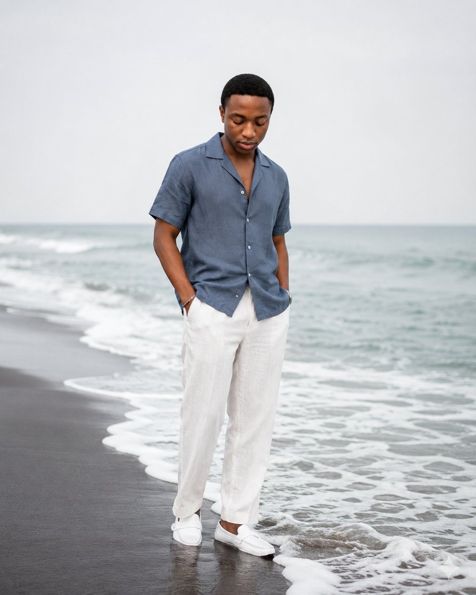 Calm Beach Portrait — AI image template example
