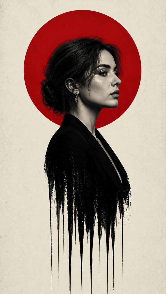 Noir Woman With Red Halo Poster