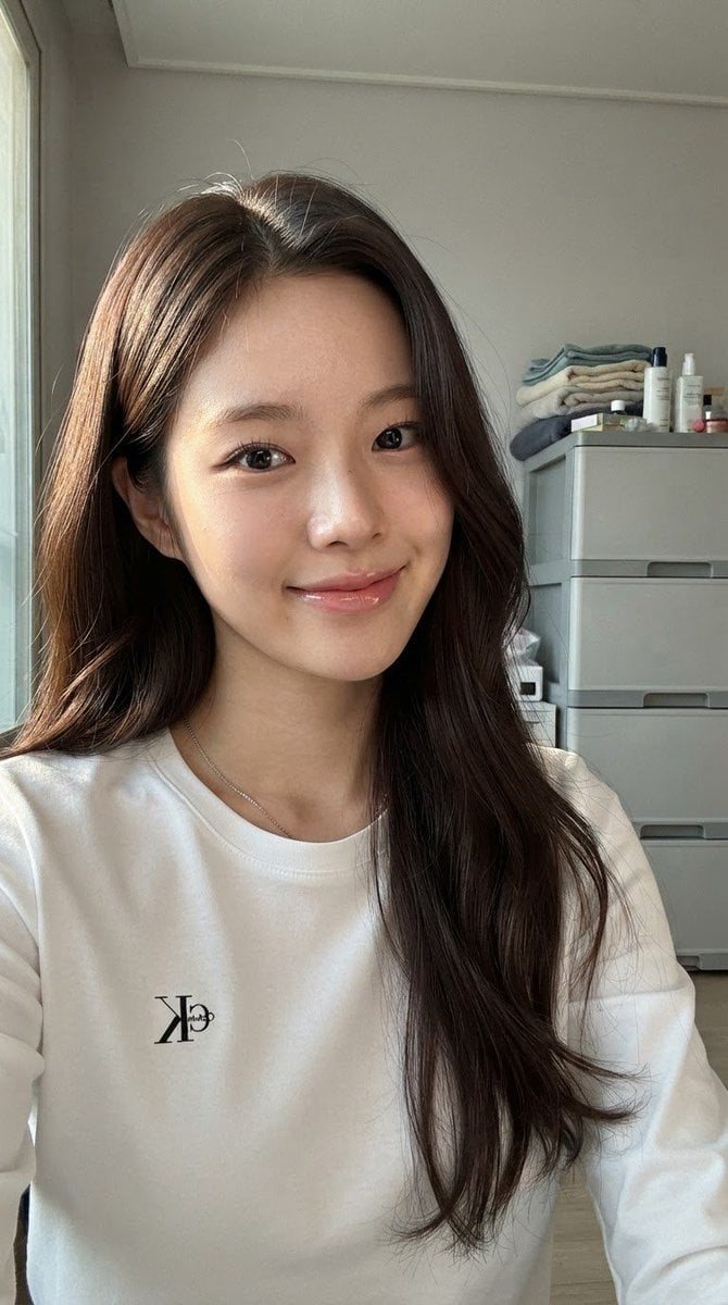 East Asian Woman Casual Selfie — AI image template example