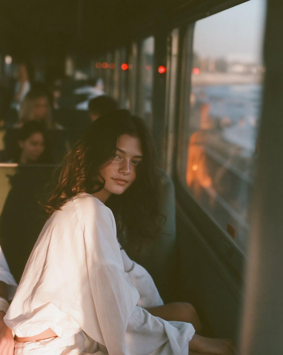 Moody Golden Hour Train Portrait — AI image template example