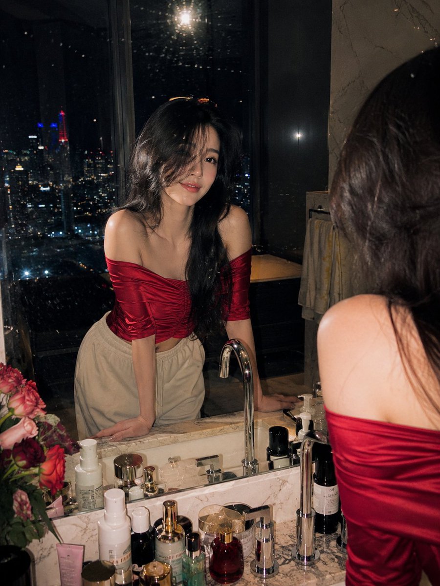 Penthouse Mirror Reflection Portrait — AI image template example