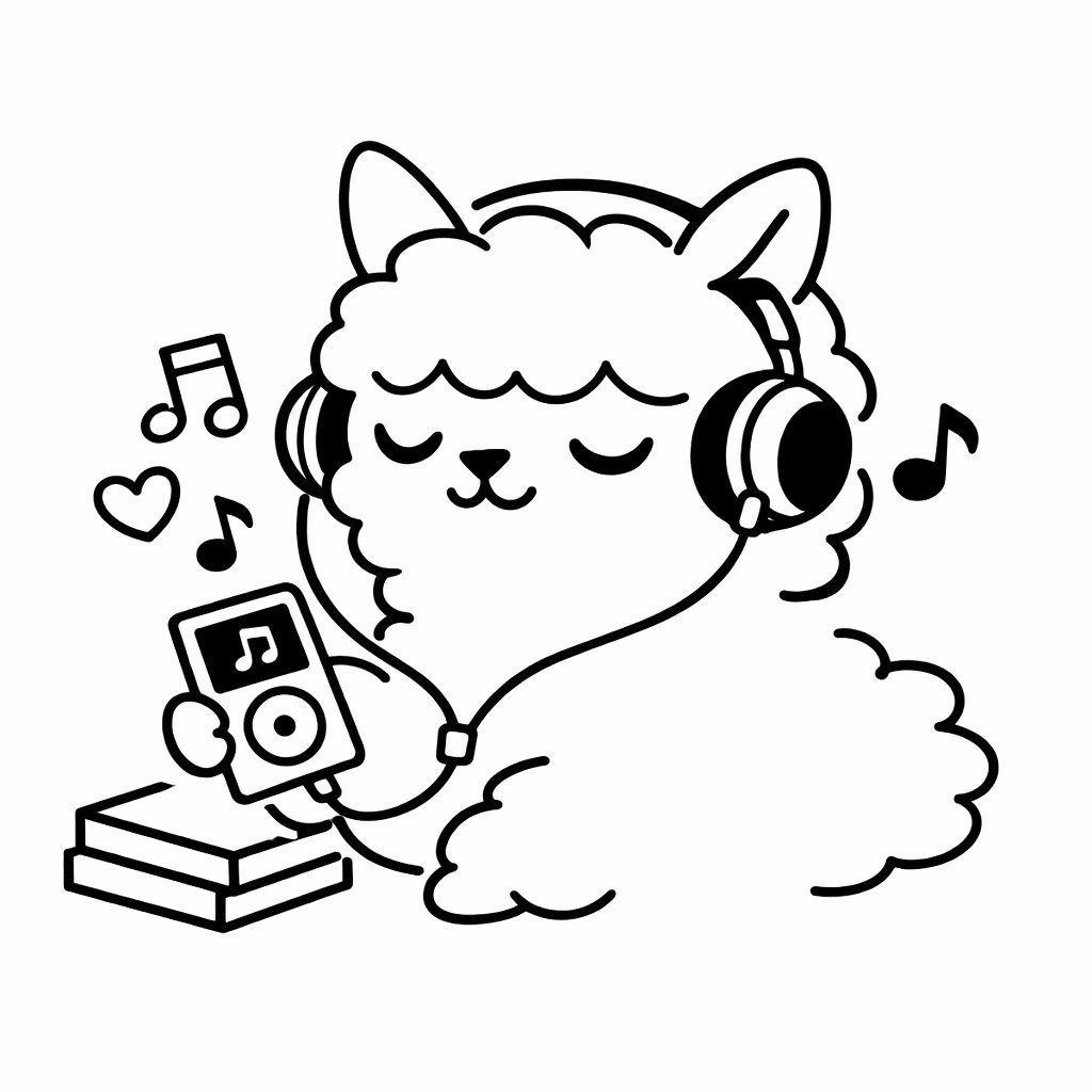 Line Art Animal Listening to Music