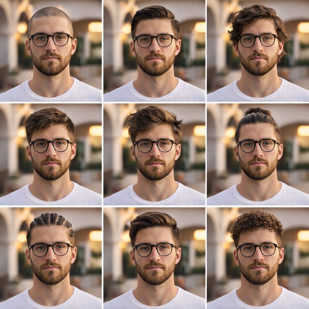 Description A clean, aesthetic 3x3 collage portrait showcasing different