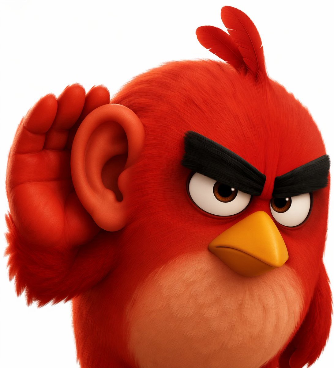 3D Red Bird Listening with Human Ear