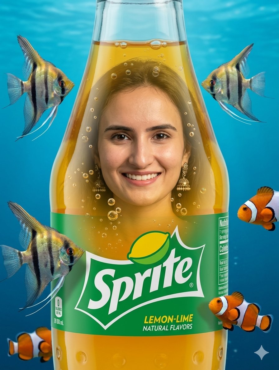 Surreal Sprite Bottle Artwork — AI image template example
