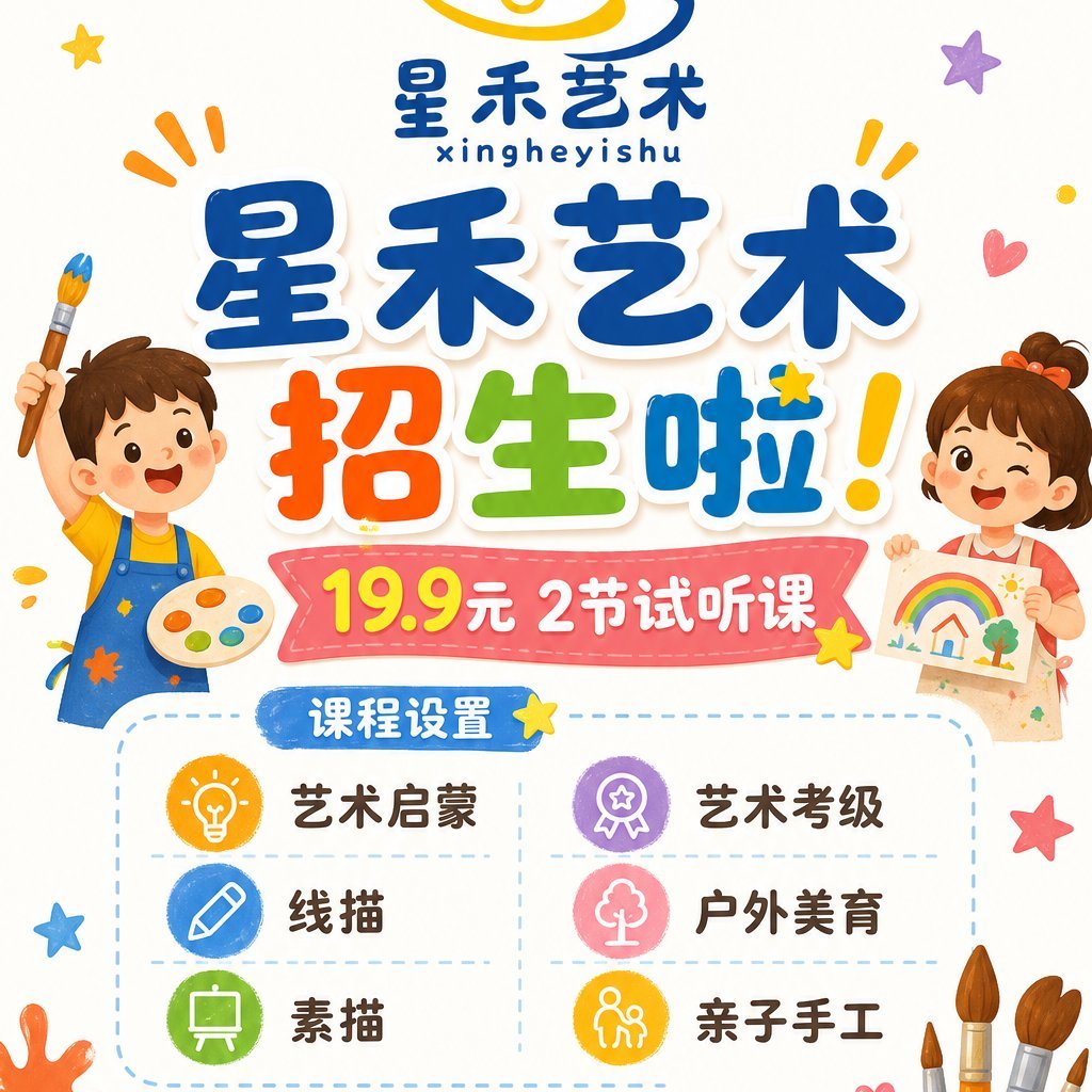 Children's Art Class Enrollment Poster