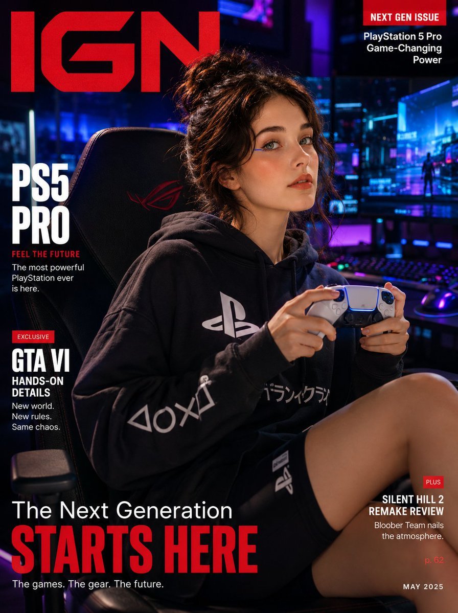 Gaming Lifestyle Magazine Cover — AI image template example