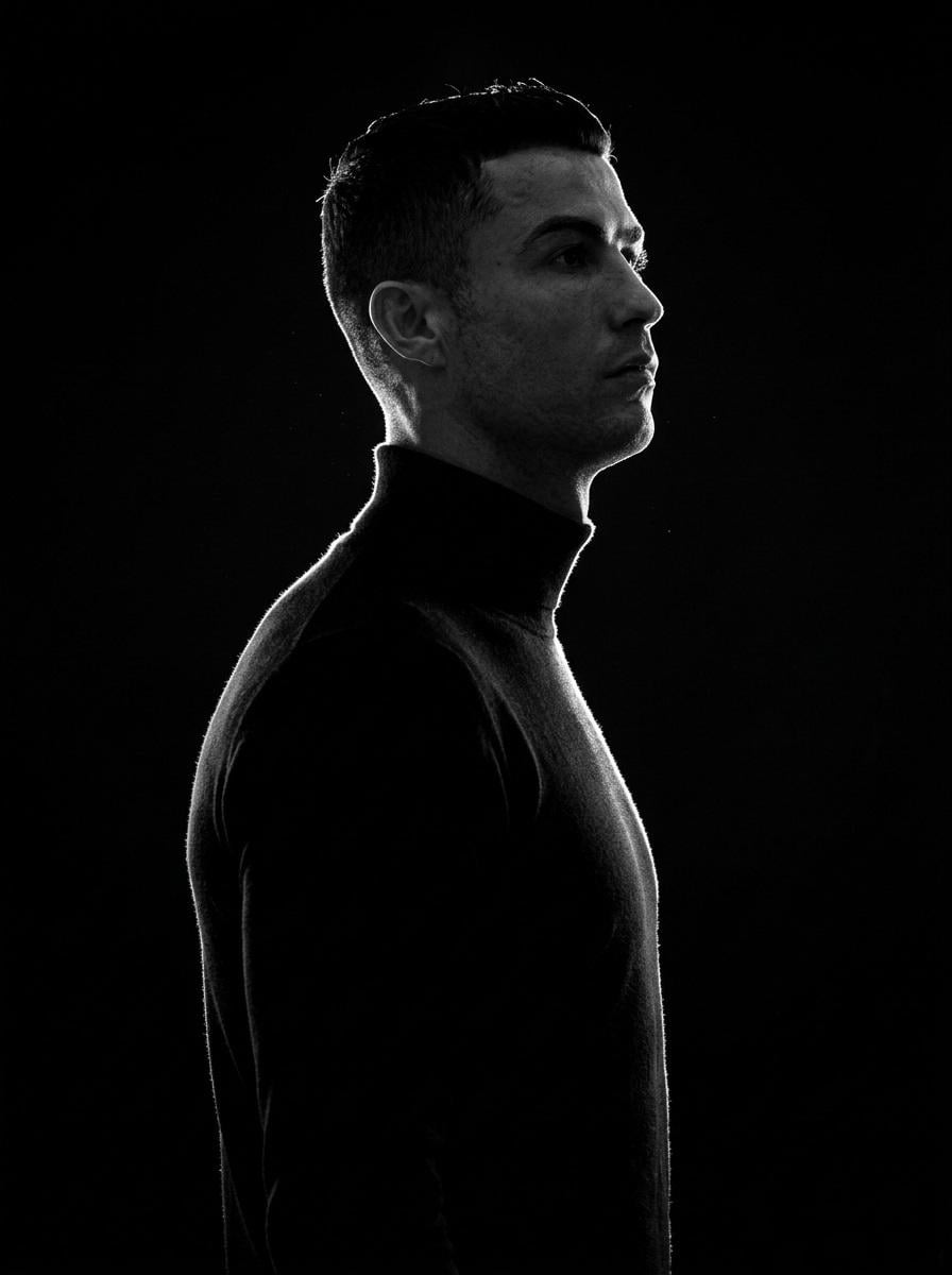 A minimalist black and white cinematic portrait featuring two — AI image template example