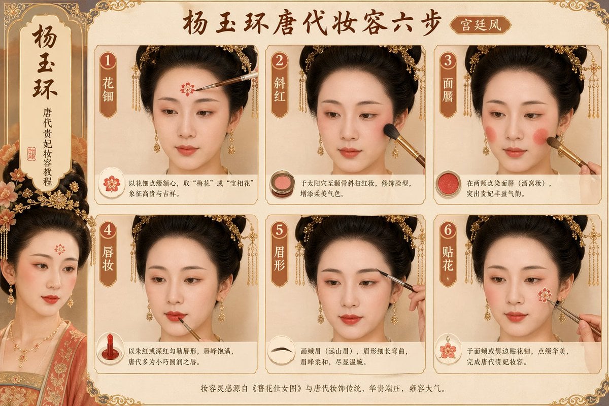 Tang Dynasty makeup steps prompt