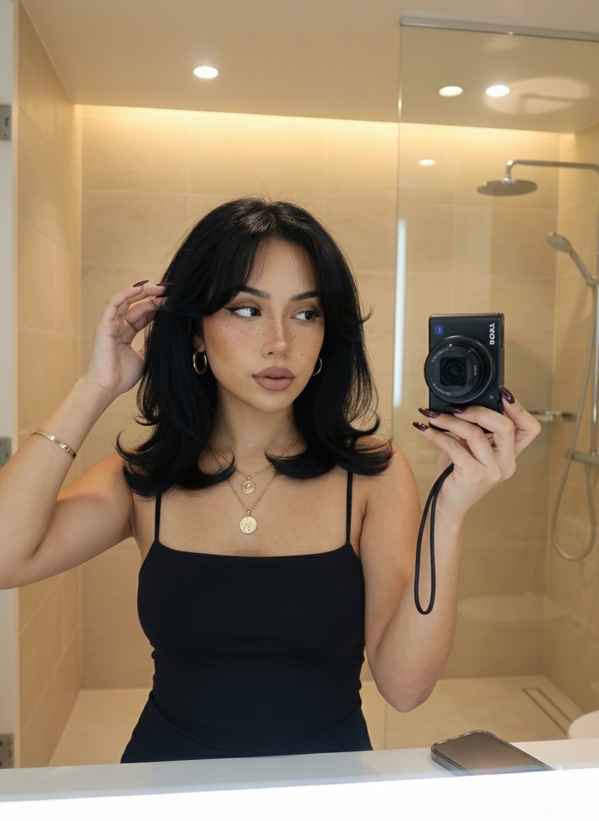 Mirror Selfie Prompt (Clean Girl Aesthetic) — AI image template example