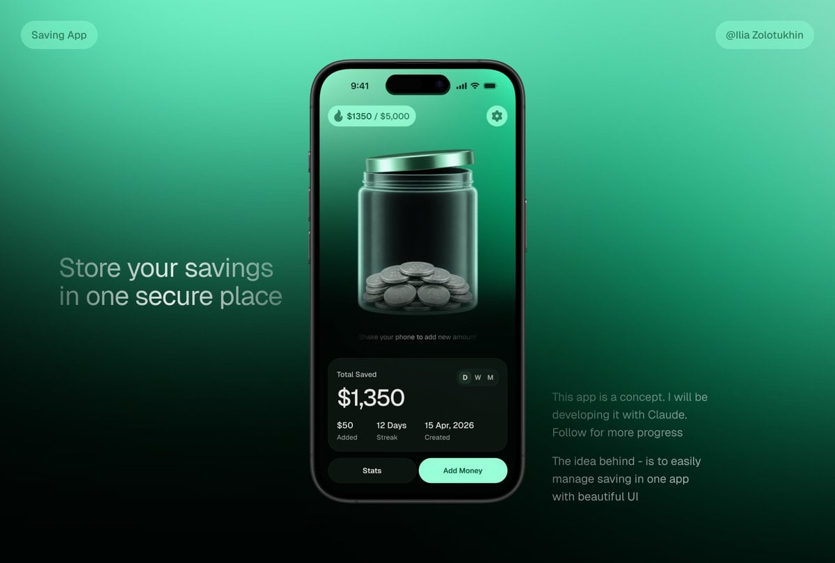 3D Savings App Jar UI Mockup