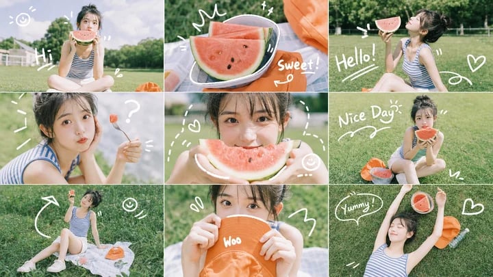Summer Watermelon Doodle Collage