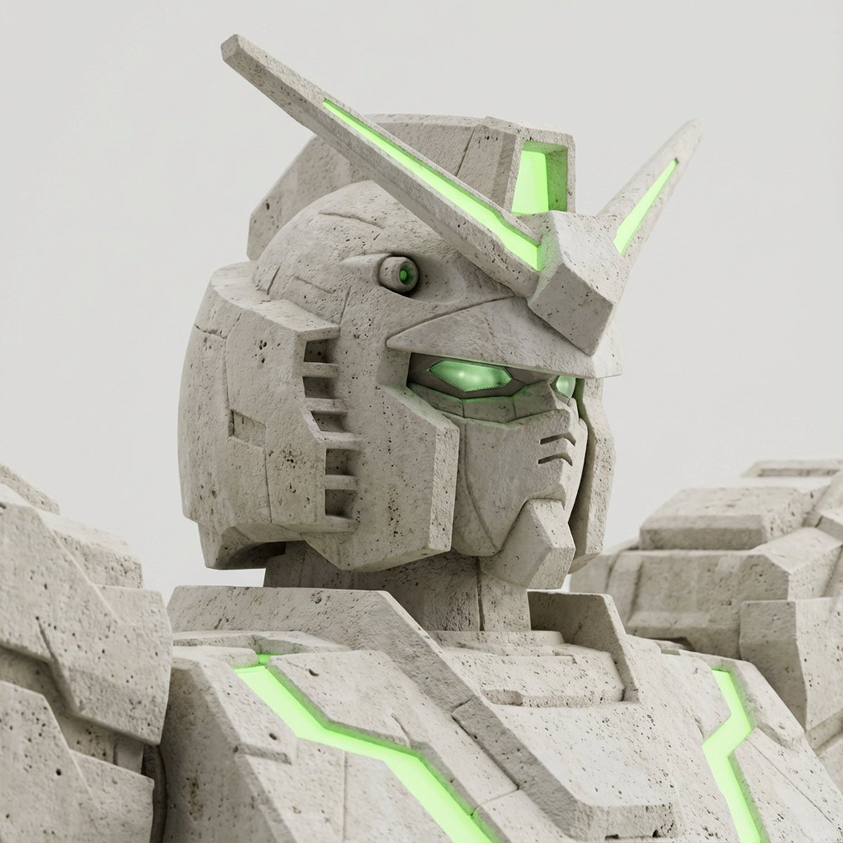 Limestone Sculpture with Neon Glow Prompt