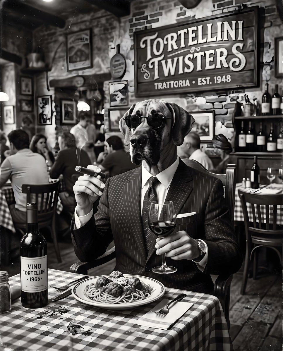 Dapper Dog Restaurant Photograph — AI image template example