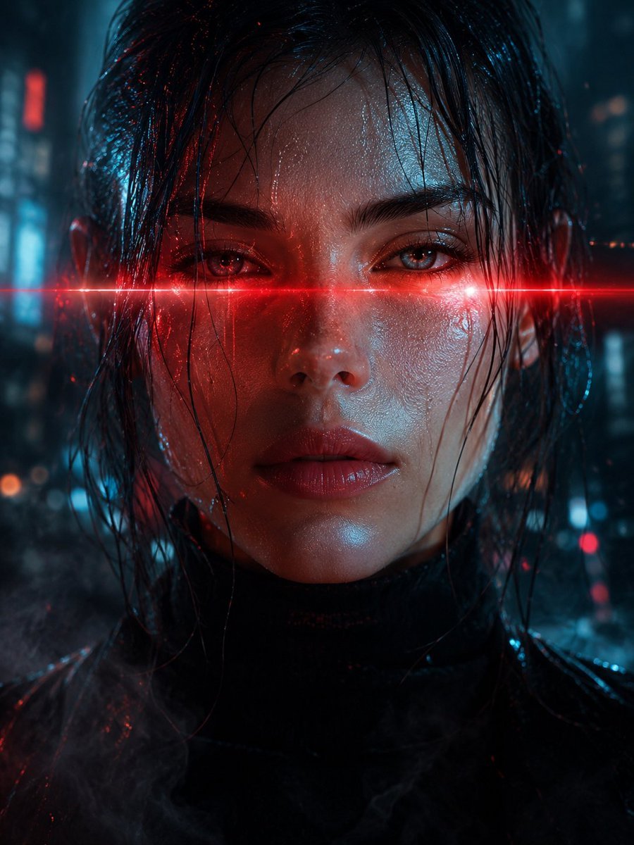 Cyberpunk Laser Eye Portrait — AI image template example