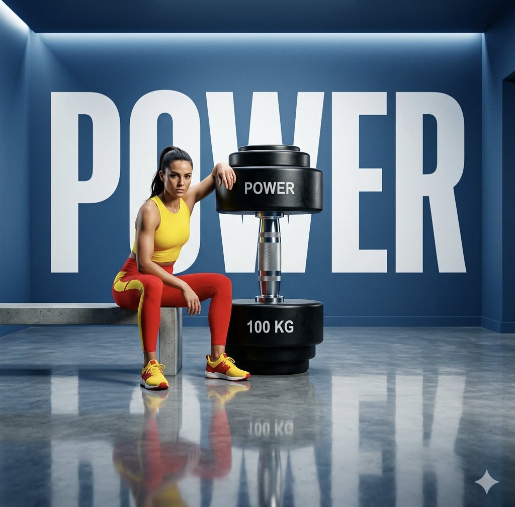 Bold Editorial Fitness Portrait — AI image template example