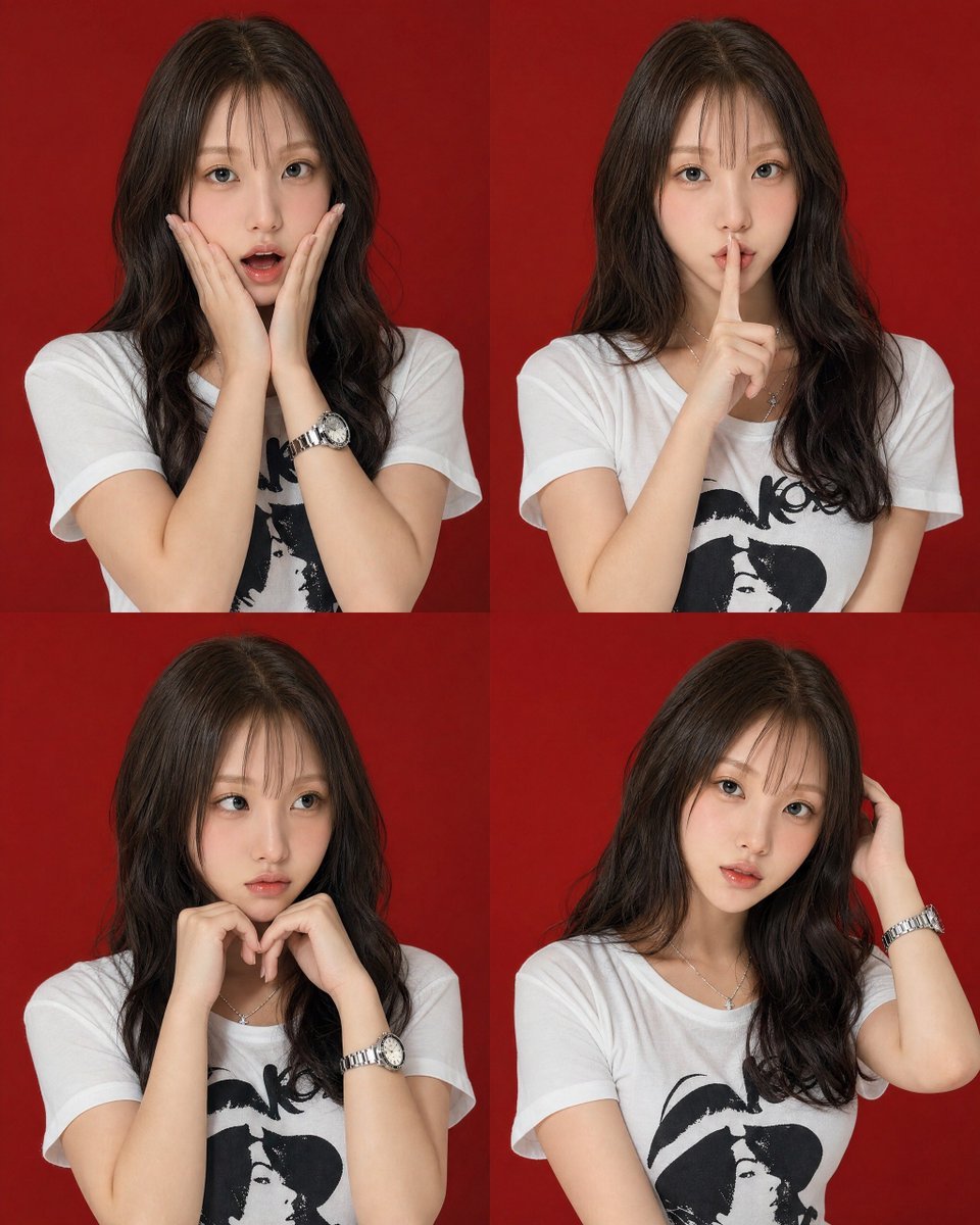 Four-Pose Studio Portrait Grid — AI image template example