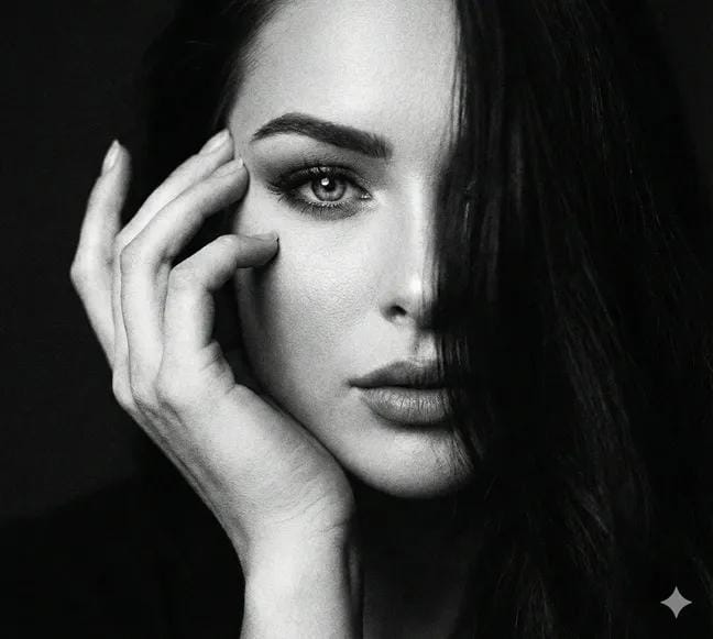 Cinematic Black and White Close-Up Portrait