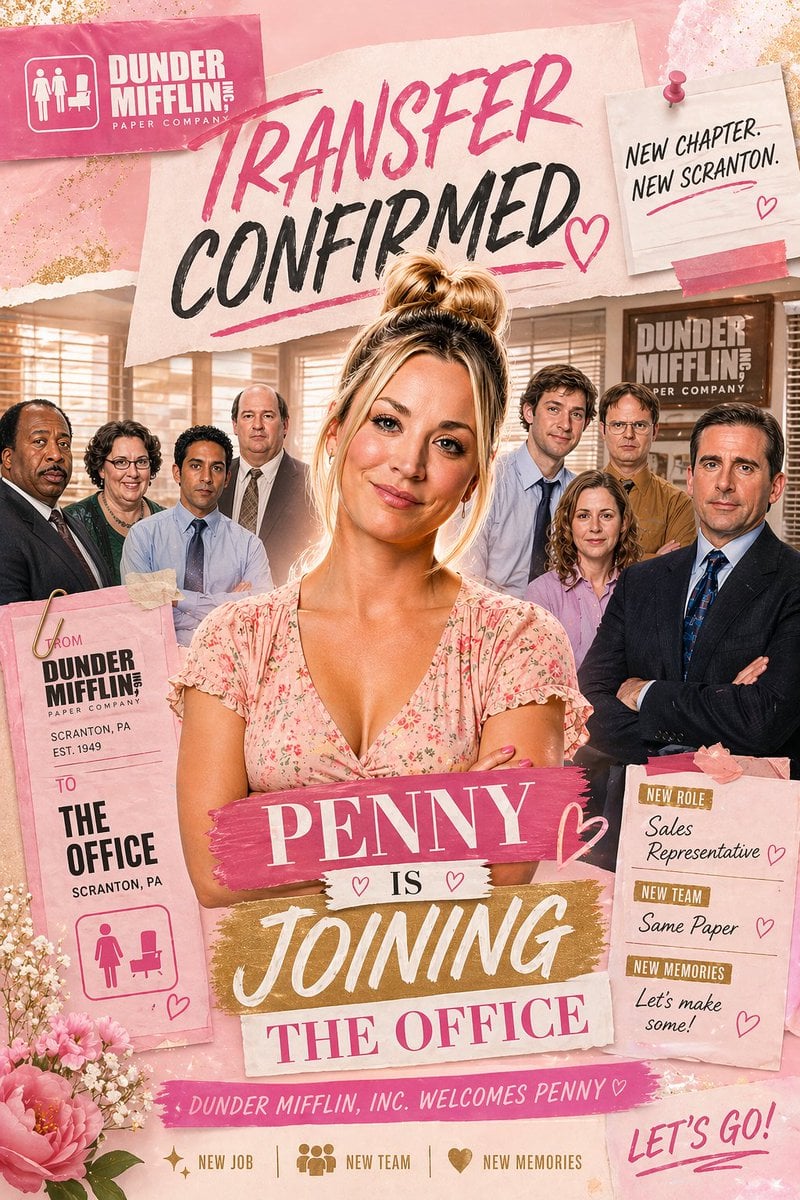 Pink Office Transfer Announcement Poster