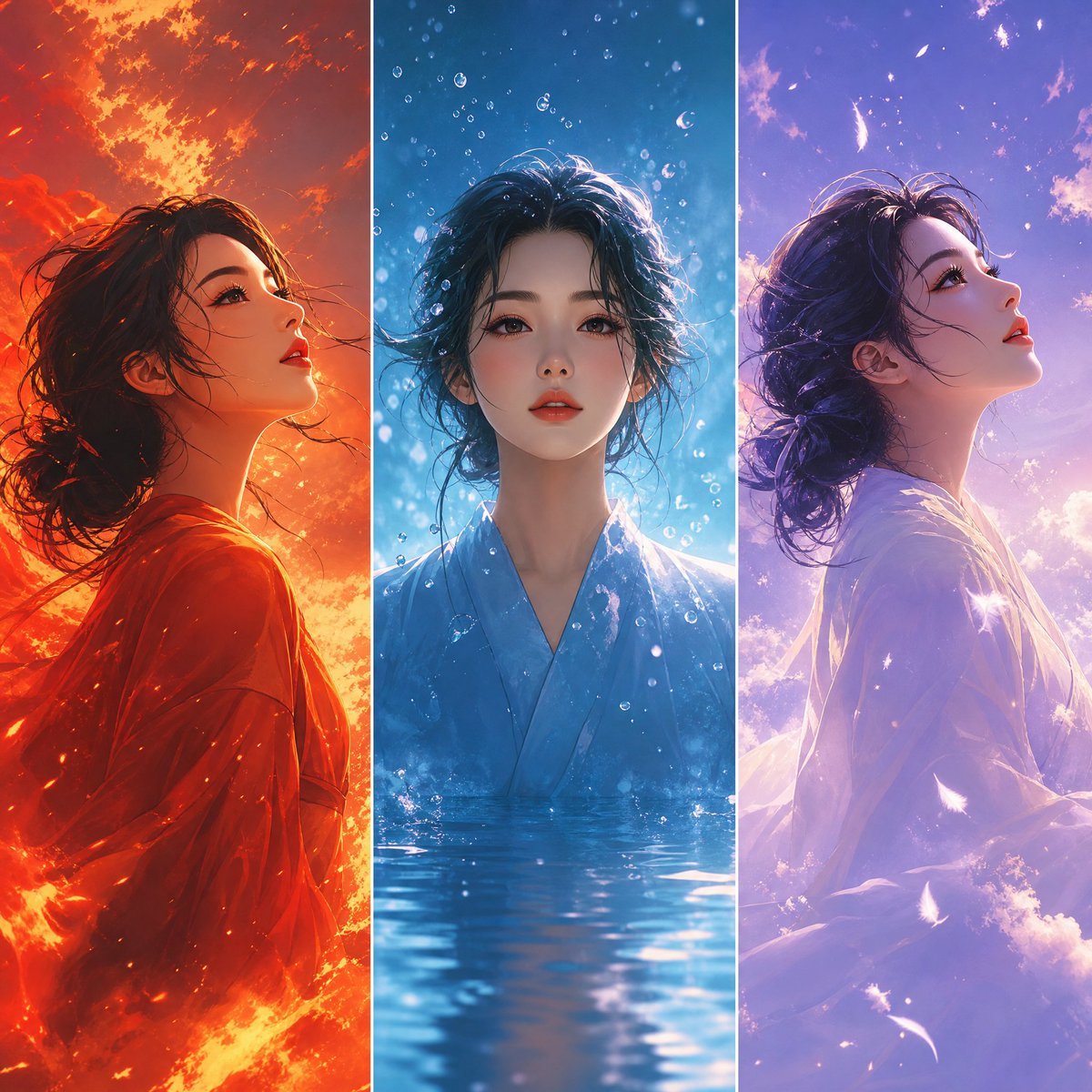 Elemental Worlds Triptych Artwork