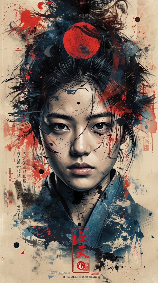 East Asian Samurai Graphic Poster — AI image template example