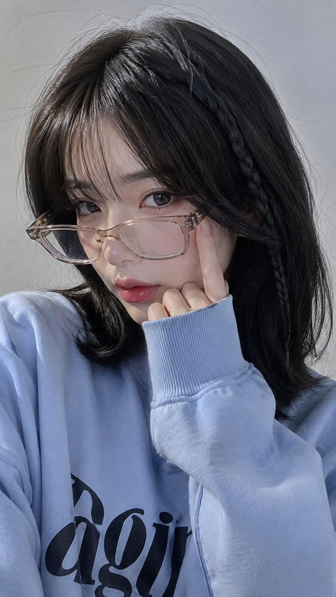 Clear Glasses Smartphone Selfie Portrait — AI image template example