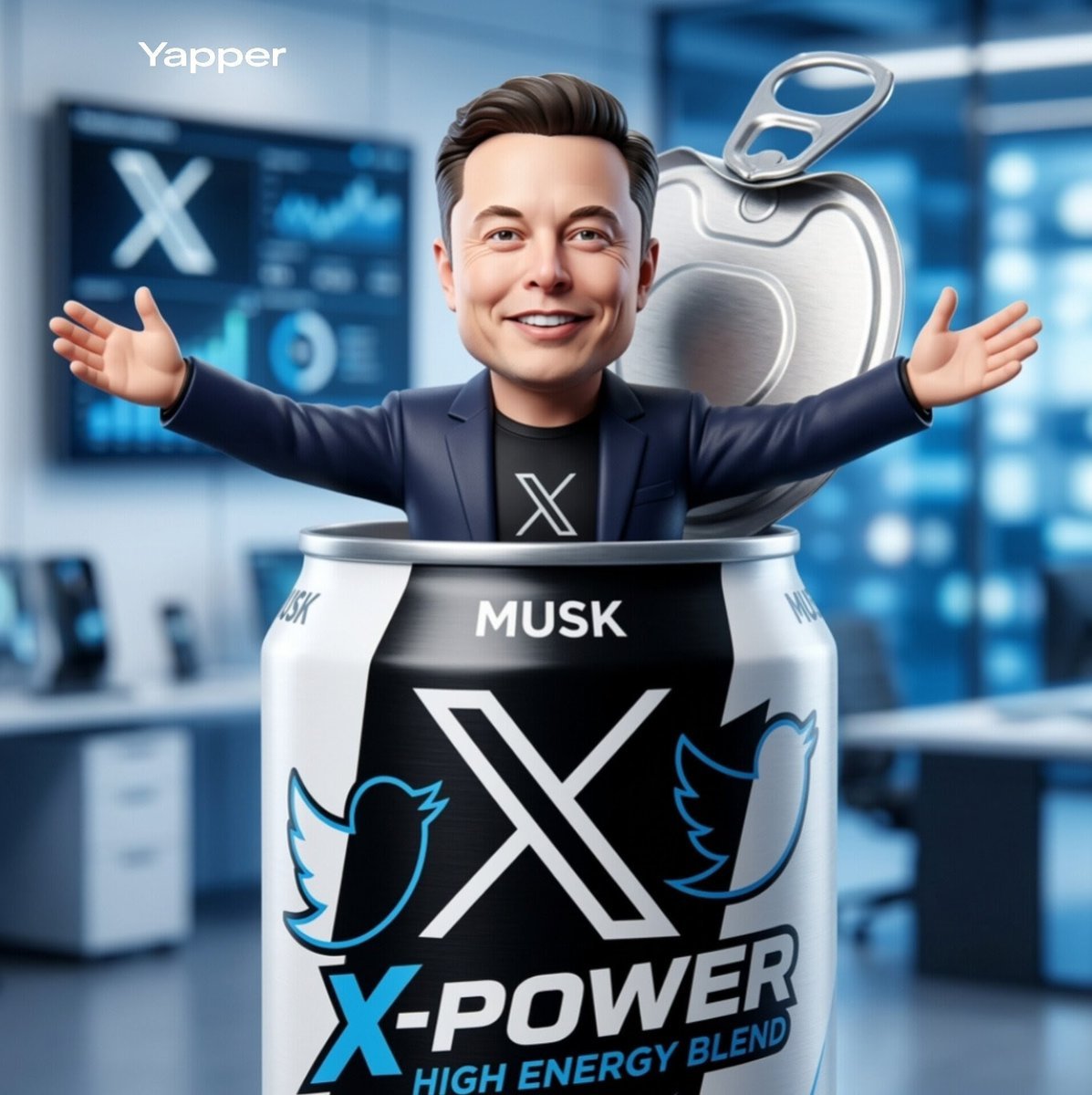 Stylized Football Figurine Popping Out of Energy Drink Can