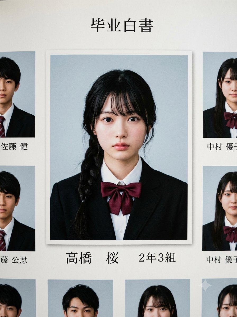 Japanese High School Yearbook Portrait — AI image template example