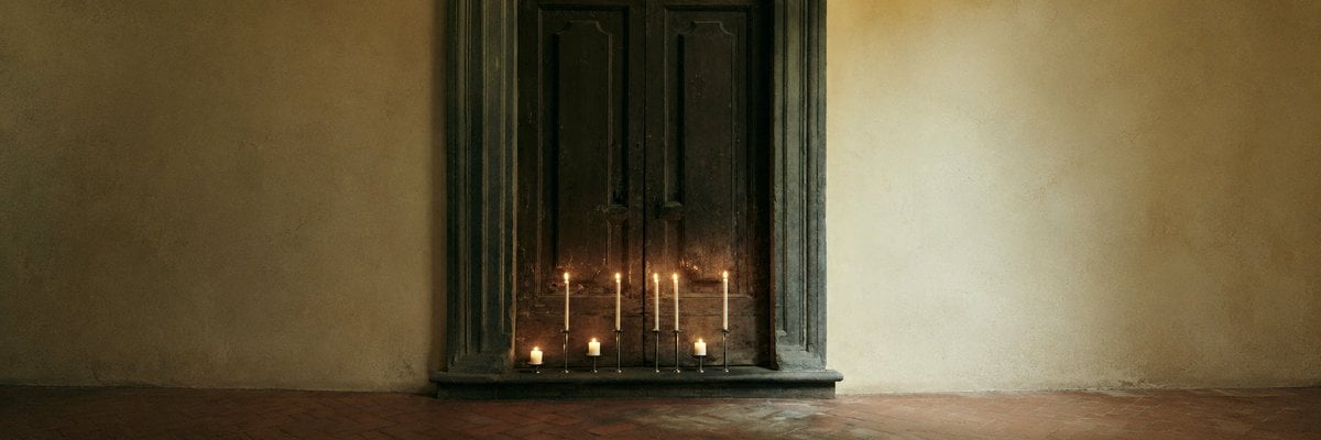 Candlelit Antique Door Interior