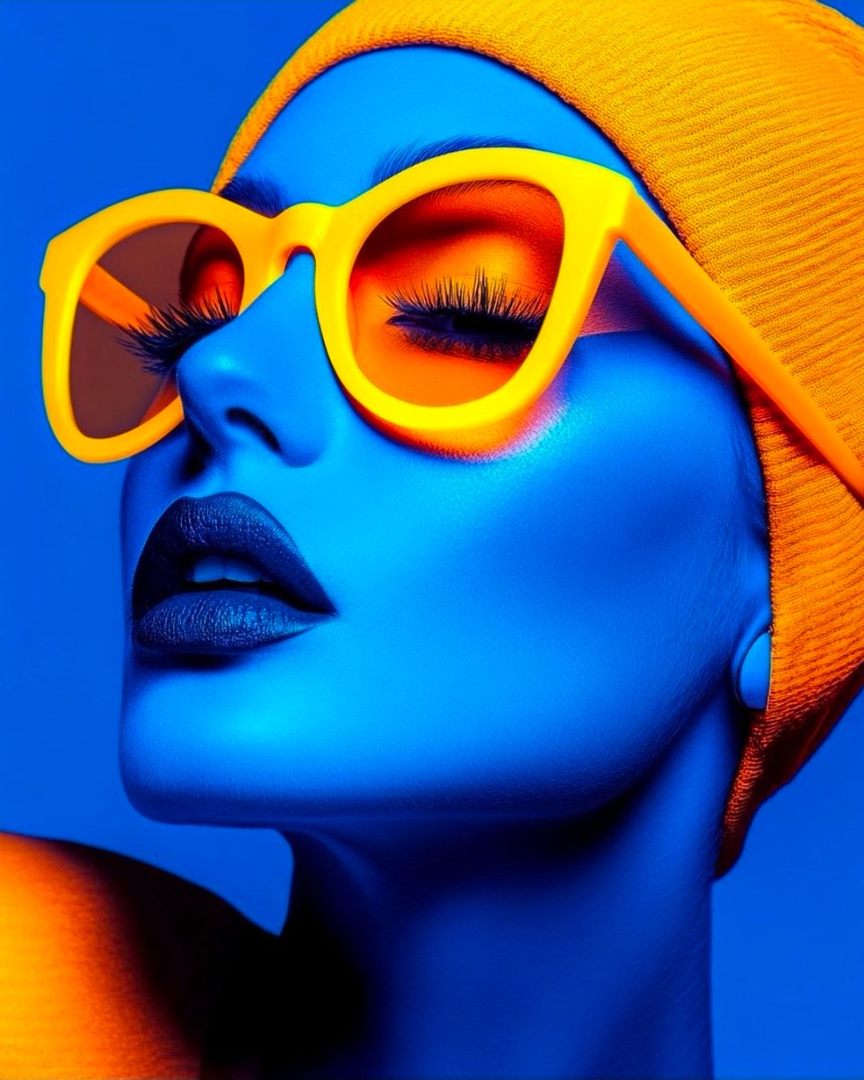 Cyberpunk Fashion Portrait with Electric Blue Skin