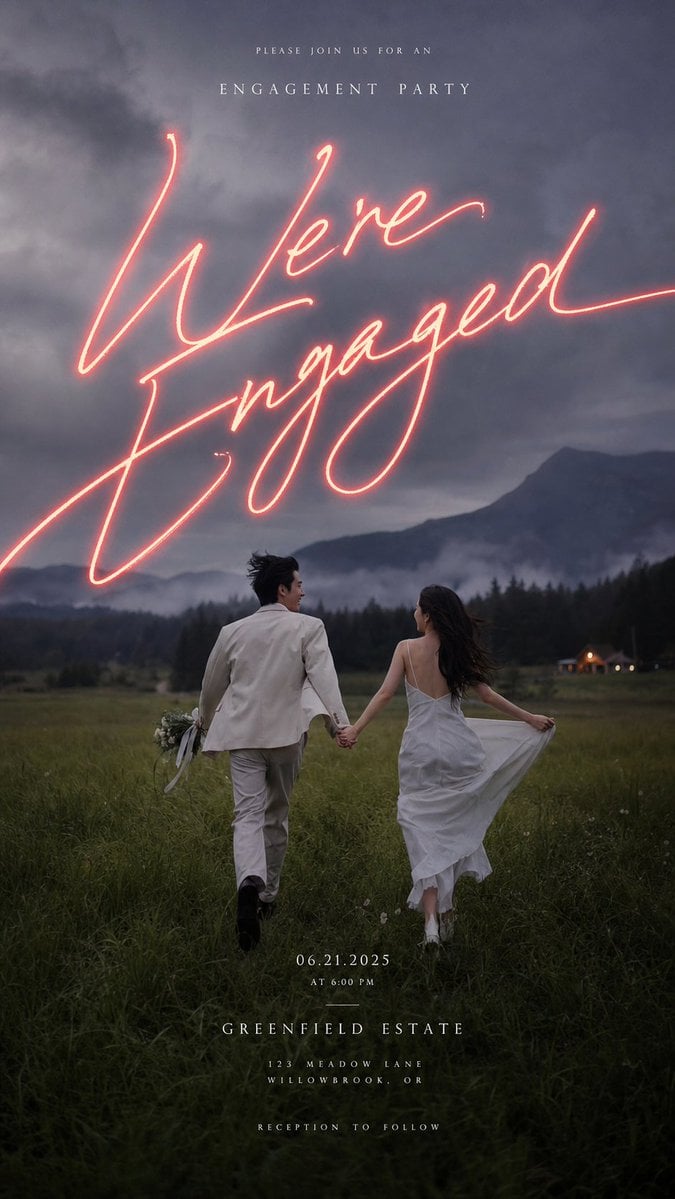 Moody Engagement Party Invitation — AI image template example