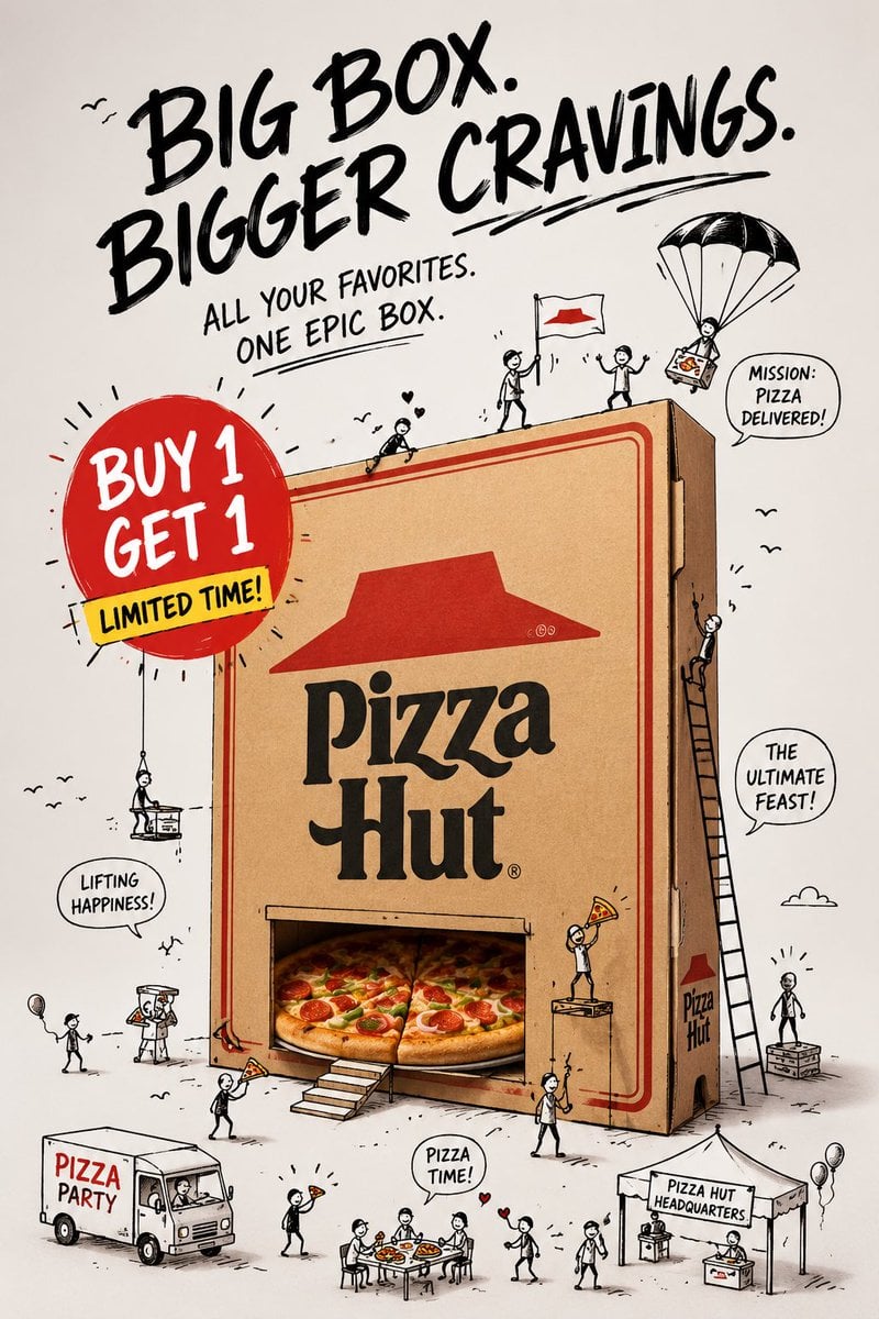 Doodle-Style Mixed Media Advertising — AI image template example