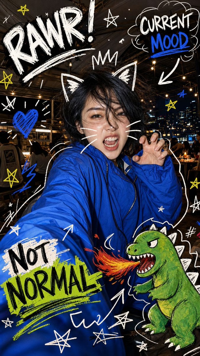 Nighttime Doodle Flash Selfie