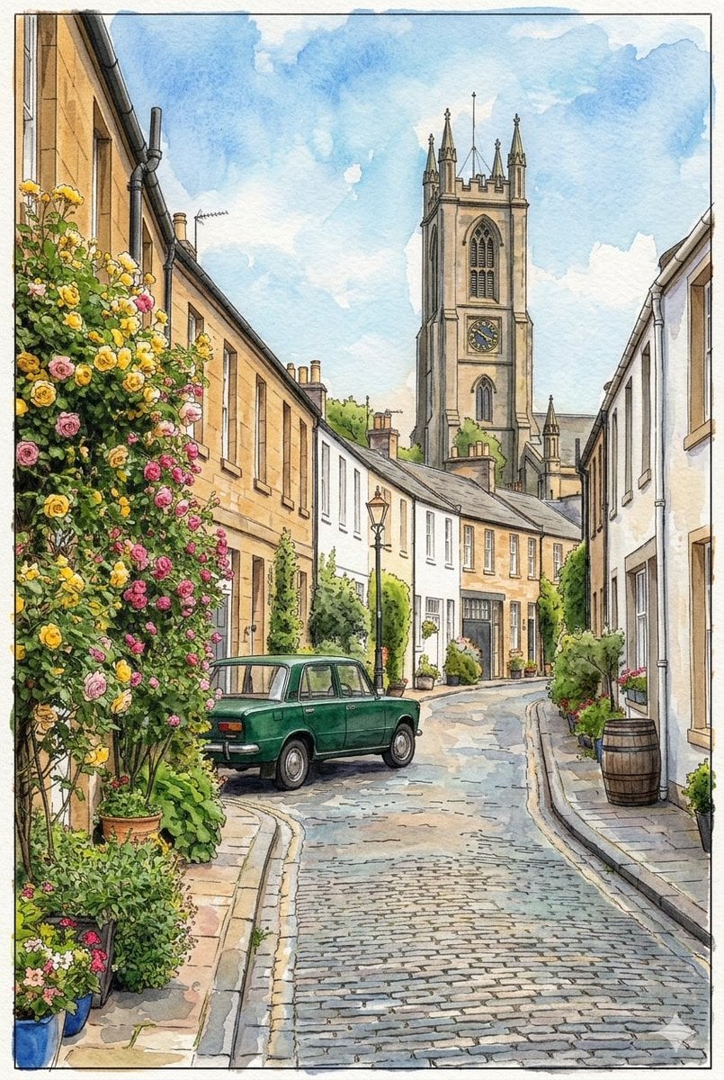Edinburgh Circus Lane Street Photography — AI image template example