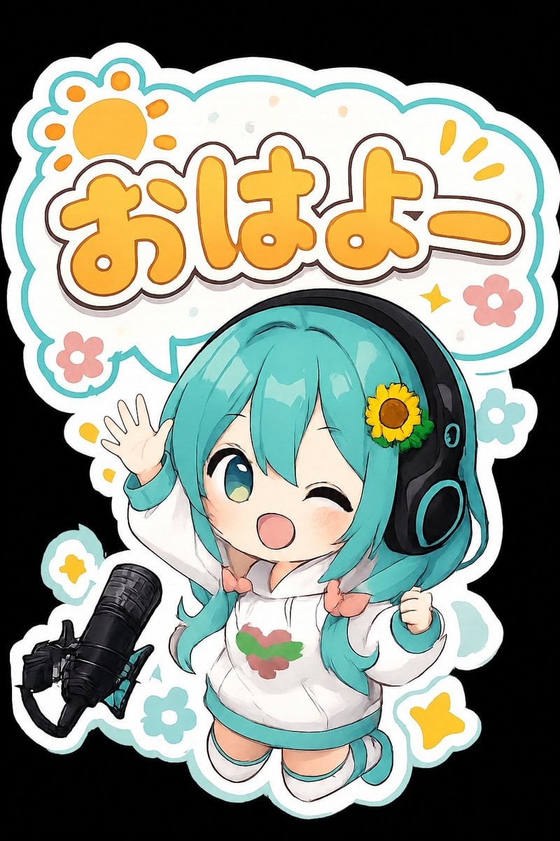 Chibi Anime Morning Greeting Sticker