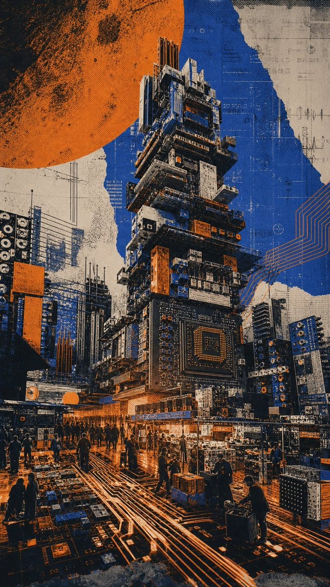 Circuit Board City Landmark Poster
