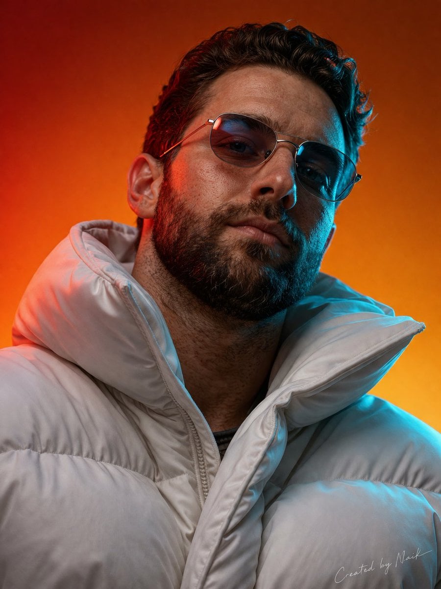 Ultra-photorealistic cinematic portrait of a man viewed from a slightly
